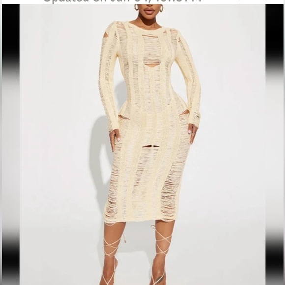 Fashion Nova,Los Cabos Crochet Dress in Ivory, Excellent Condition, Size L - Picture 3 of 15